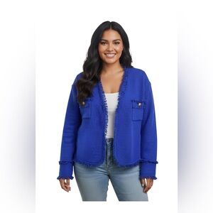 NEW Kate & Mallory Elegant Tweed Fringe Open Blazer Business Casual Plus Size 2X